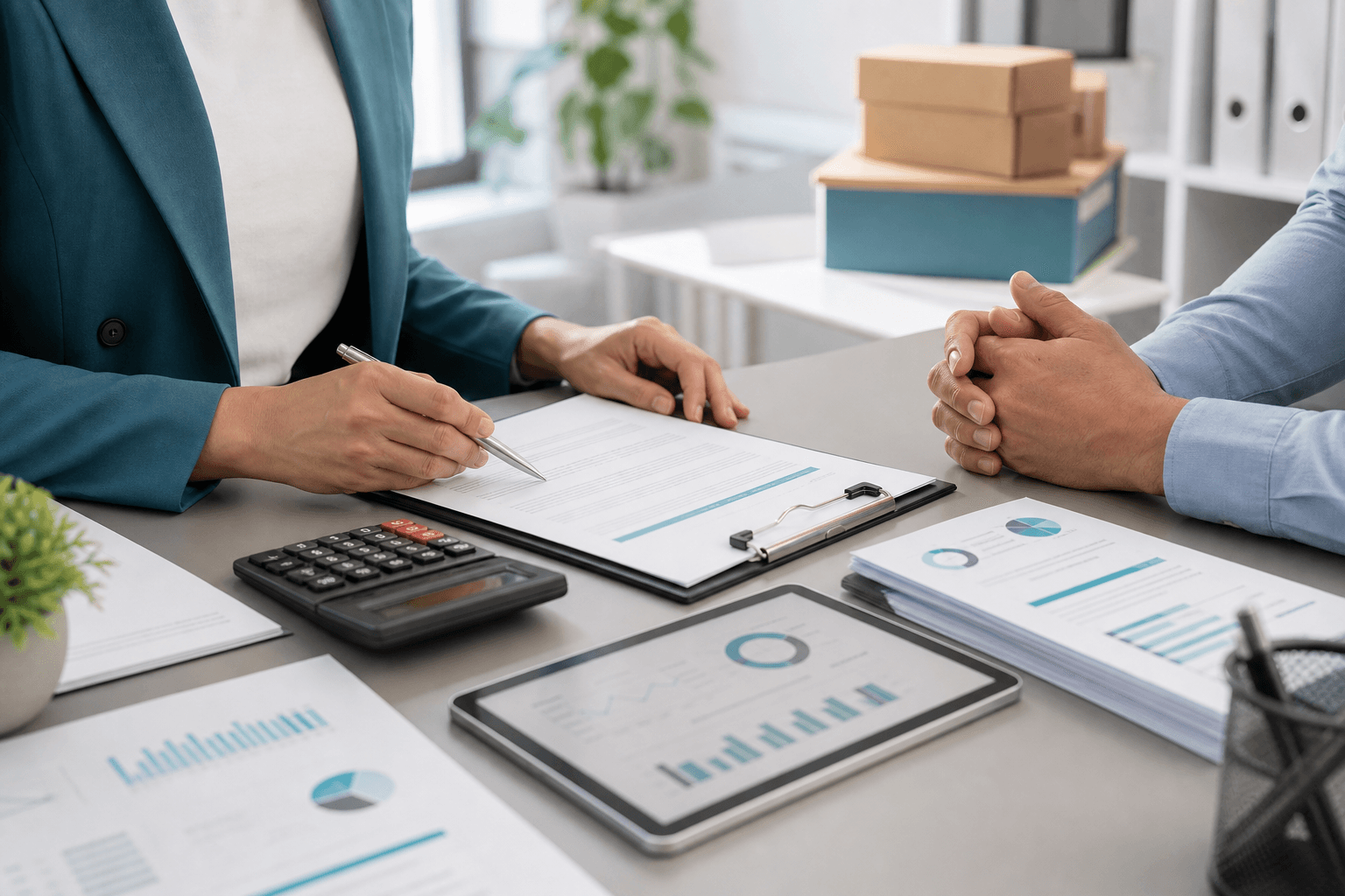 Business professionals reviewing payment terms and cash-flow planning